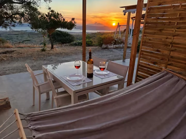 Aegean sunset viewed from the private terrace